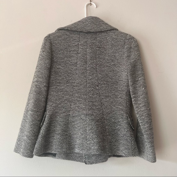 Philippe Adec Paris Womens Double Breasted Jacket Blazer Size 2 Black White - Picture 2 of 8